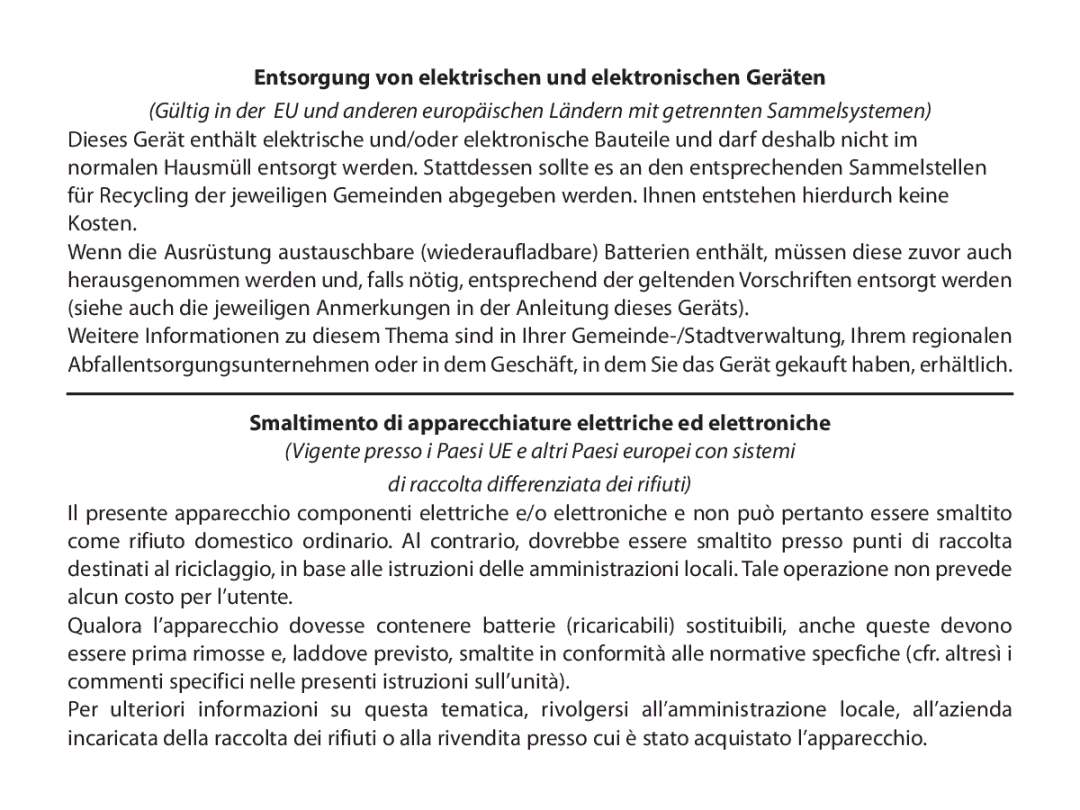 Bushnell 740100 instruction manual Entsorgung von elektrischen und elektronischen Geräten 