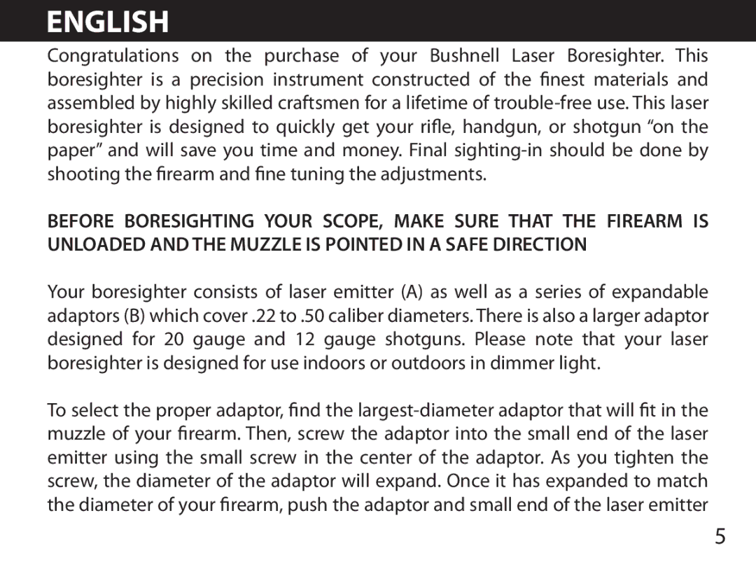 Bushnell 740100 instruction manual English 