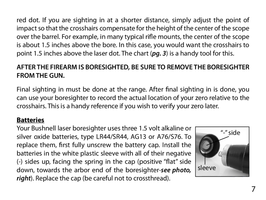 Bushnell 740100 instruction manual Batteries 
