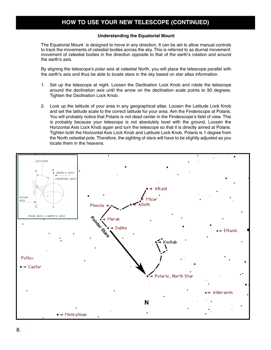 Bushnell 78-4501 instruction manual Understanding the Equatorial Mount 