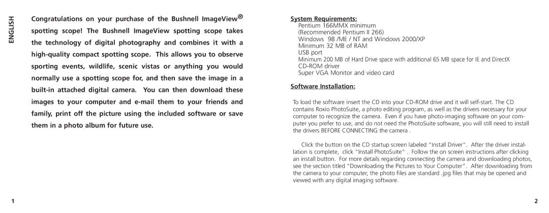 Bushnell 78-7348 manual English 