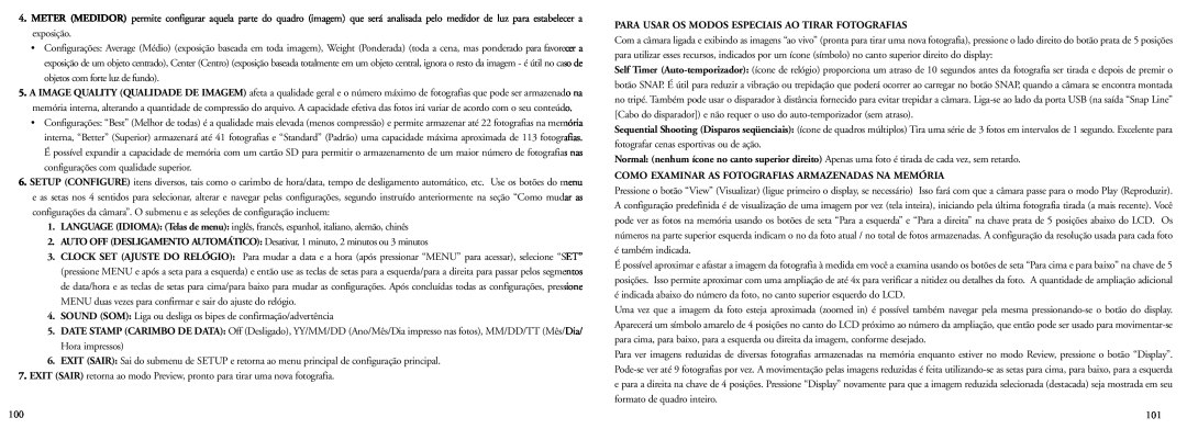 Bushnell 78-7351 Para Usar Os Modos Especiais Ao Tirar Fotografias, Como Examinar As Fotografias Armazenadas Na Memória 