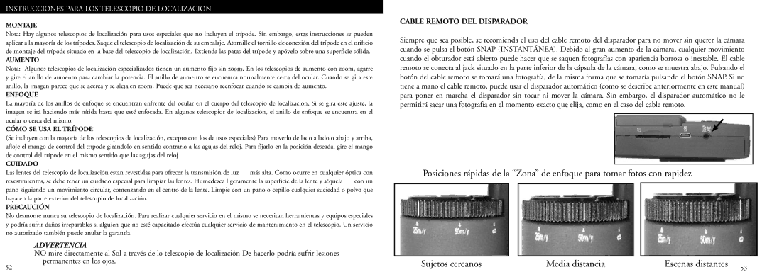 Bushnell 78-7351 manual Cable Remoto DEL Disparador 