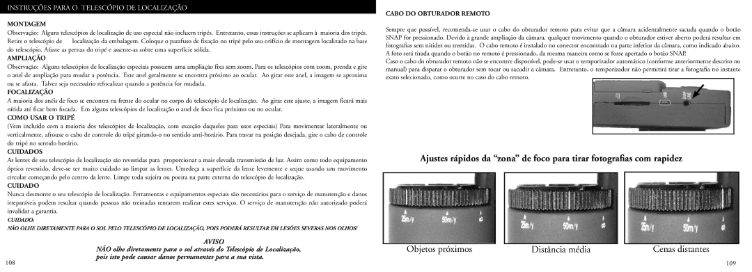 Bushnell 78-7351 manual Objetos próximos Distância média Cenas distantes 