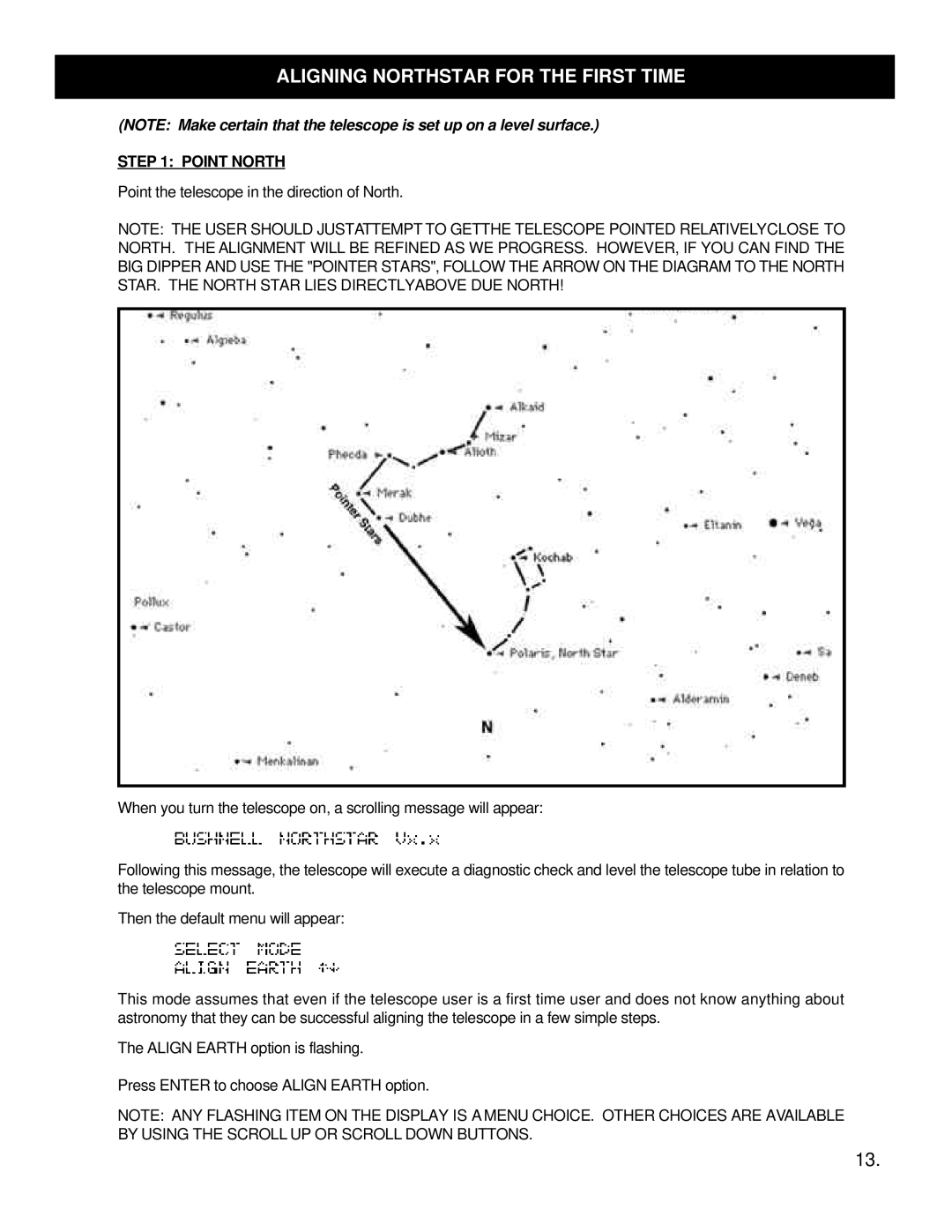 Bushnell 78-8830 instruction manual Maligning Northstar for the First Time, Point North 