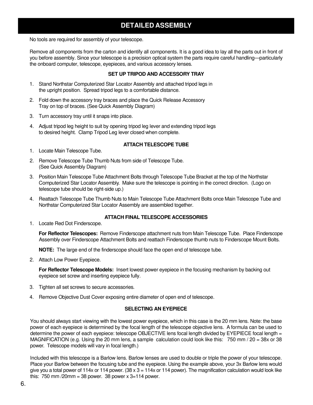 Bushnell 78-8830 instruction manual Detailed Assembly 