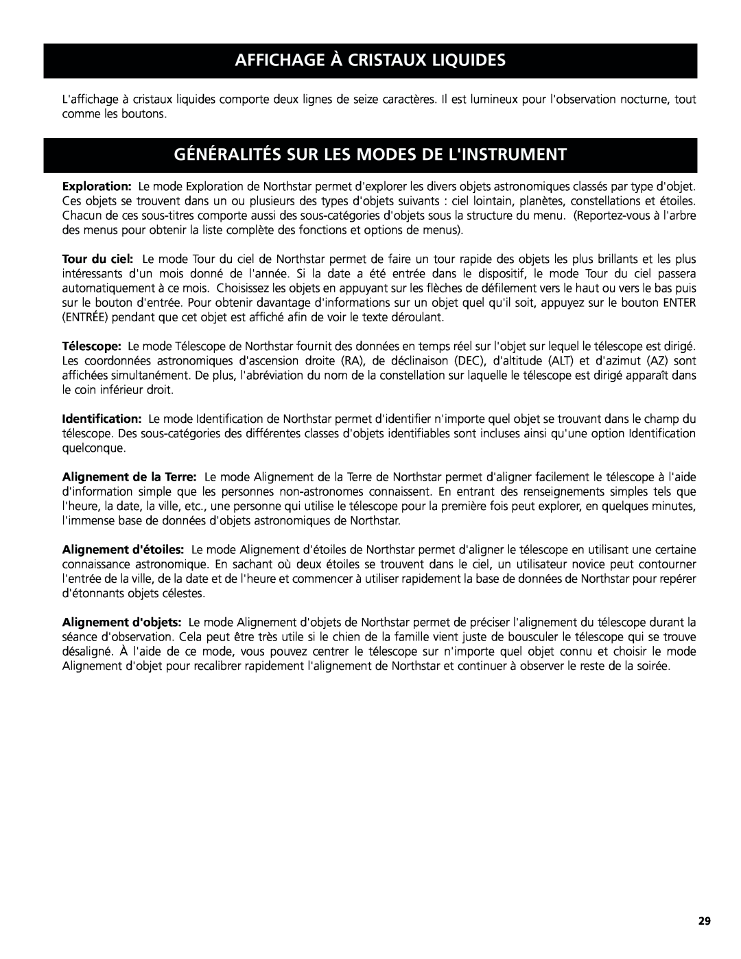 Bushnell 78-8831, 78-8846 instruction manual Affichage À Cristaux Liquides, Généralités Sur Les Modes De Linstrument 