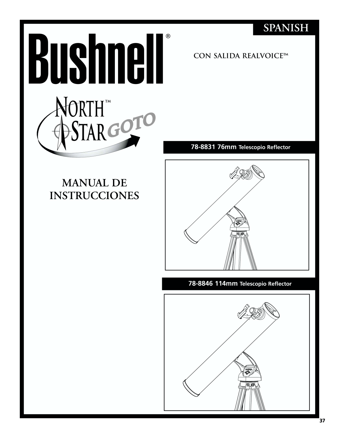 Bushnell 78-8831, 78-8846 Spanish, Manual De Instrucciones, Con Salida Realvoice, 78-8846114mm Telescopio Reflector 