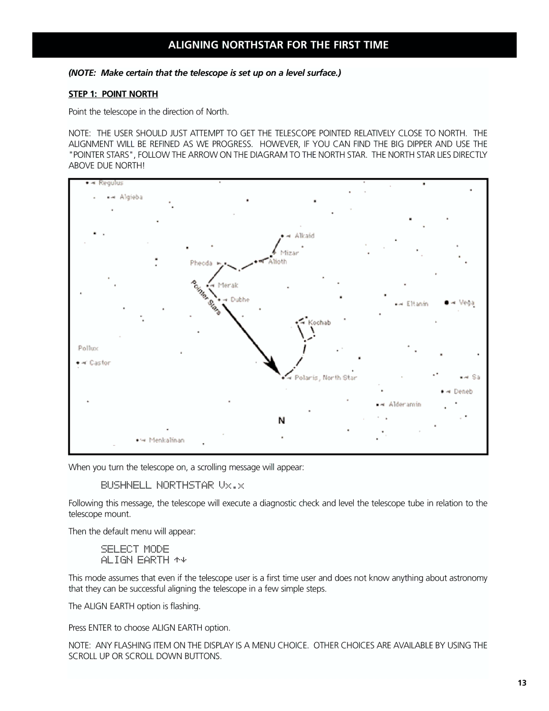 Bushnell 78-8831, 78-8846 instruction manual Maligning Northstar for the First Time, Point North 