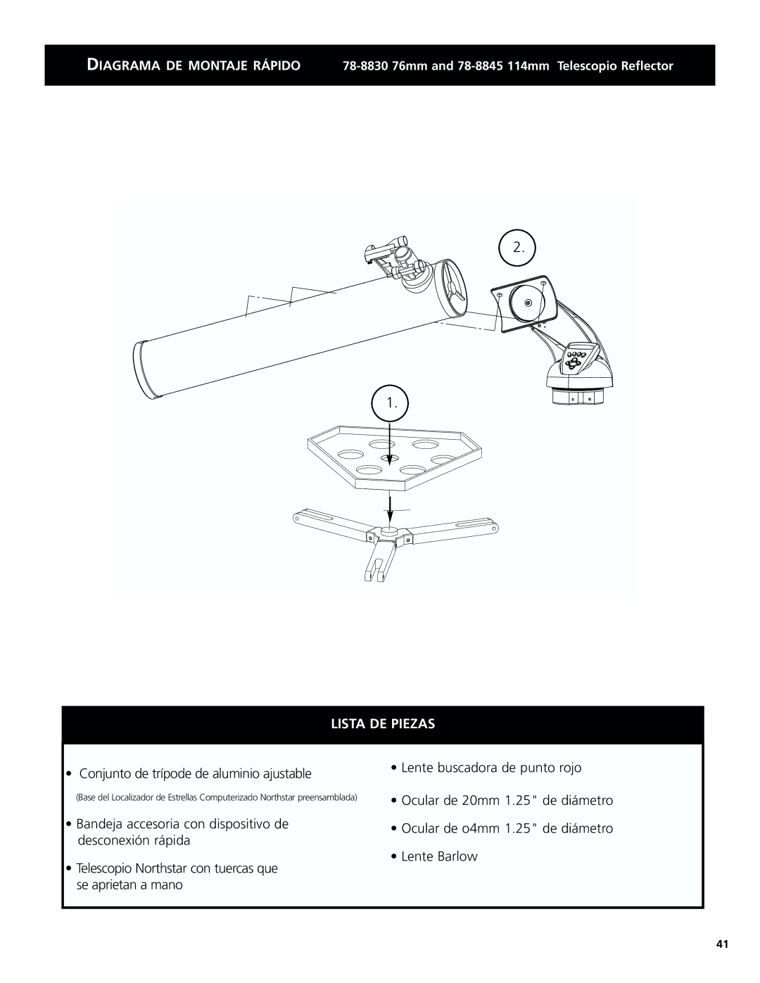 Bushnell 78-8831, 78-8846 instruction manual Lista DE Piezas 