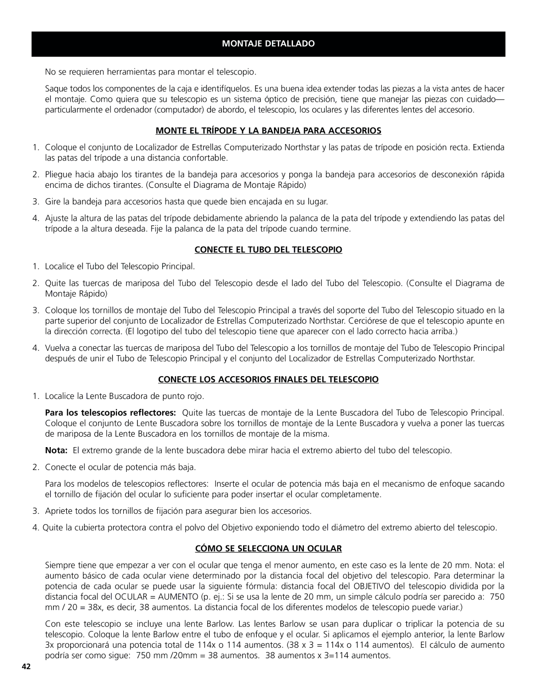 Bushnell 78-8831, 78-8846 instruction manual Monte EL Trípode Y LA Bandeja Para Accesorios, Conecte EL Tubo DEL Telescopio 