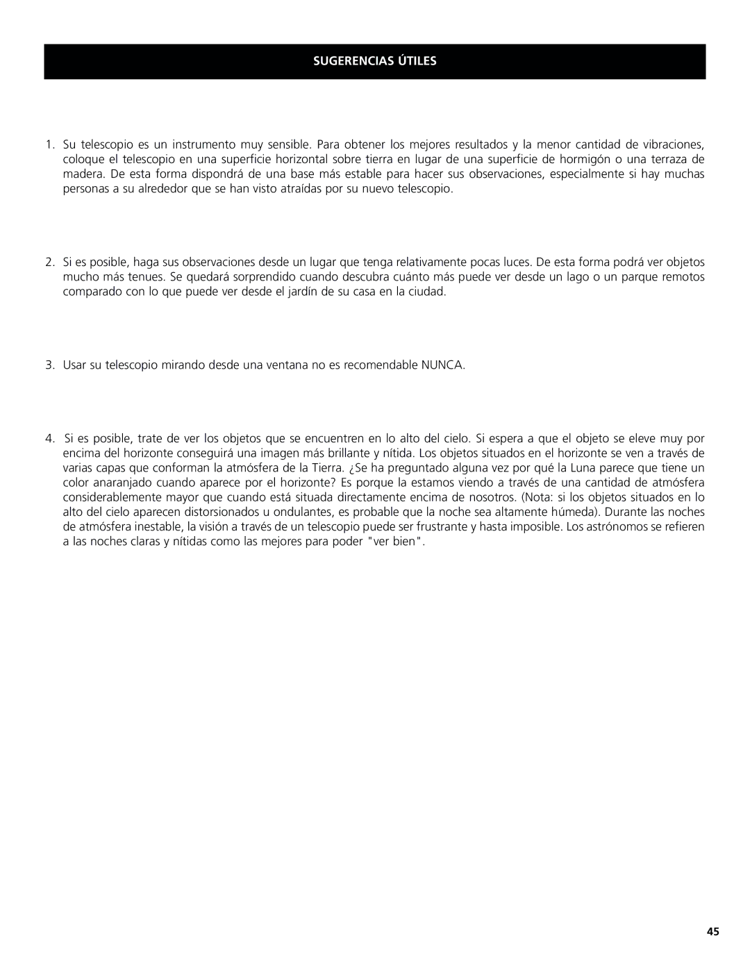 Bushnell 78-8831, 78-8846 instruction manual Sugerencias Útiles 