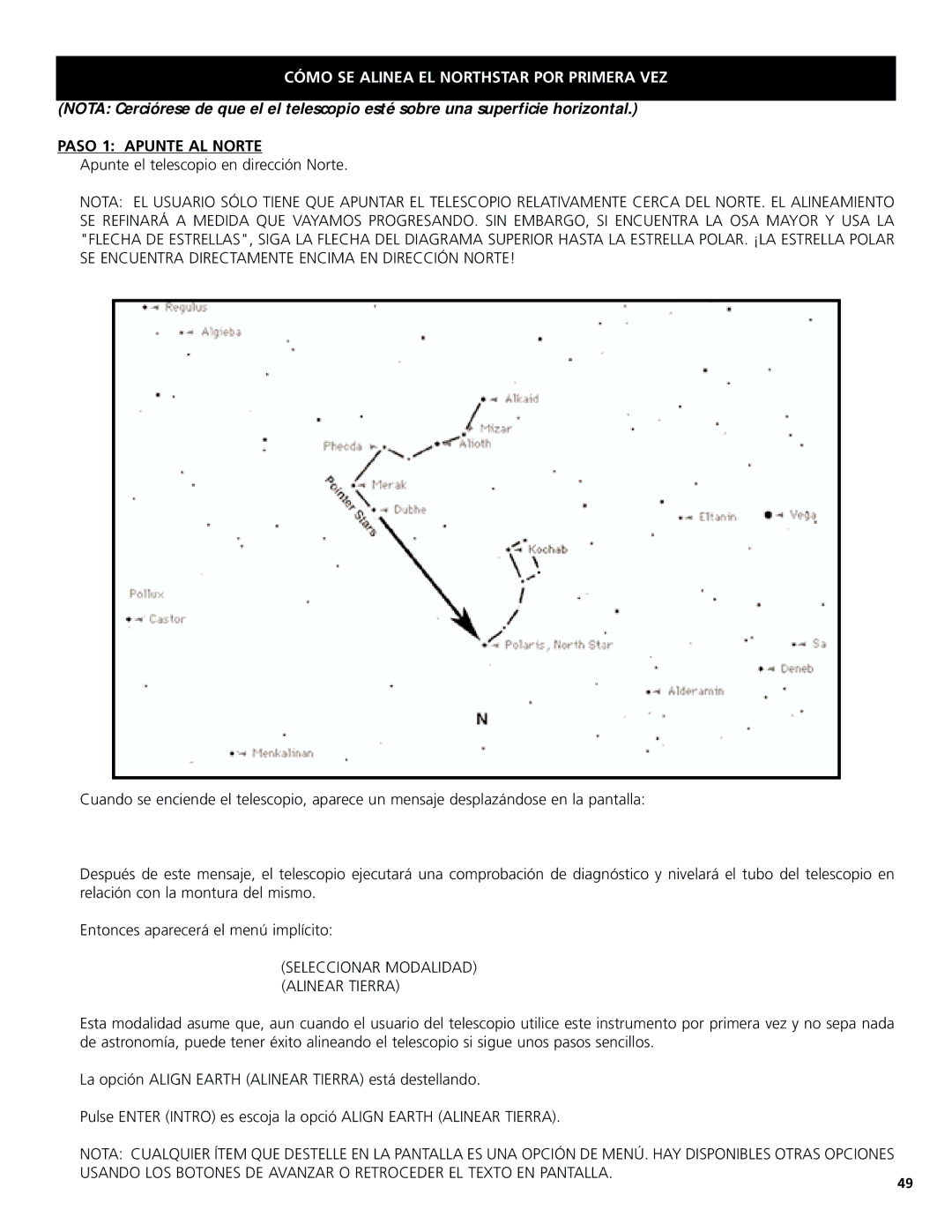 Bushnell 78-8831, 78-8846 instruction manual Paso 1 Apunte AL Norte, Alinear Tierra 