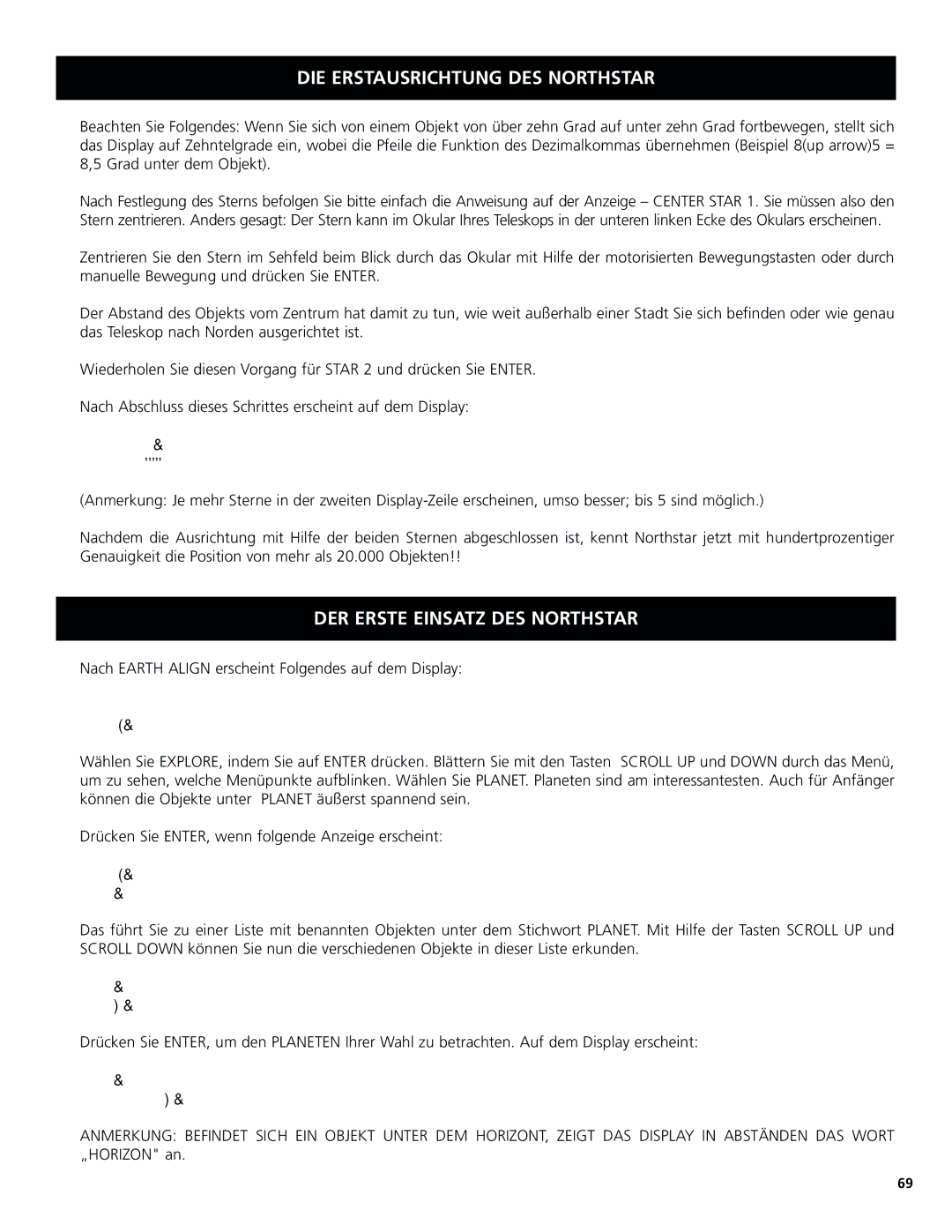 Bushnell 78-8831, 78-8846 instruction manual DER Erste Einsatz DES Northstar 