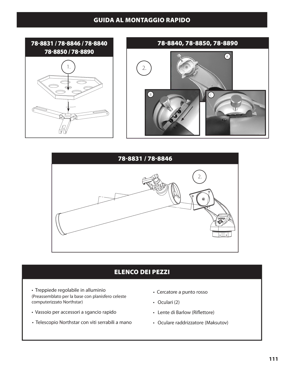 Bushnell 78-8840 instruction manual Guida AL Montaggio Rapido 