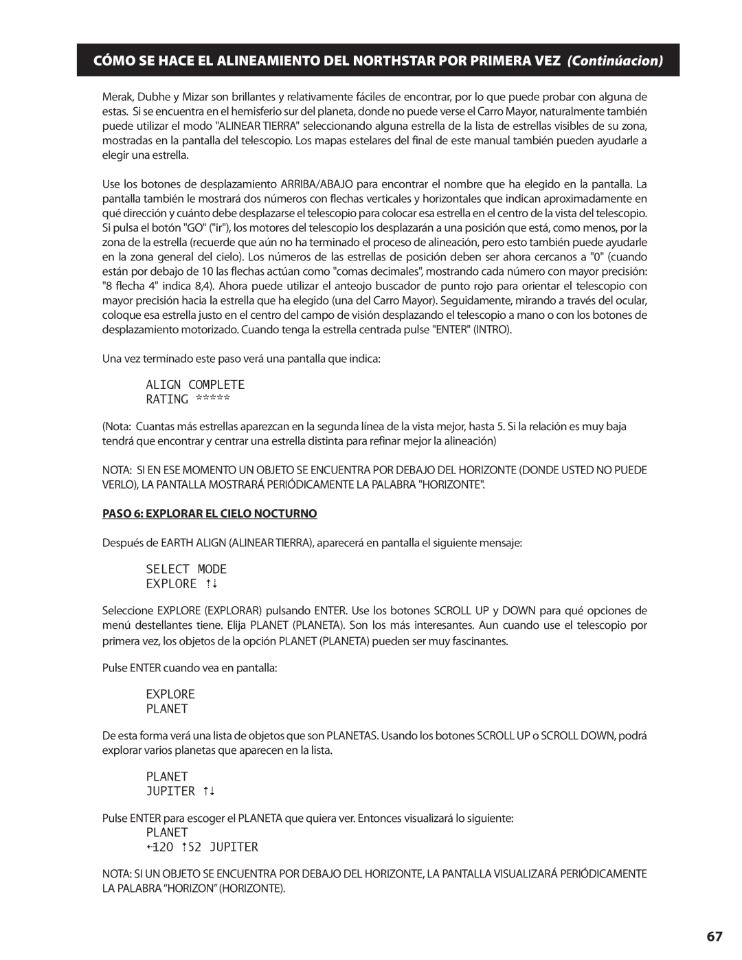 Bushnell 78-8840 instruction manual Paso 6 Explorar el cielo nocturno 