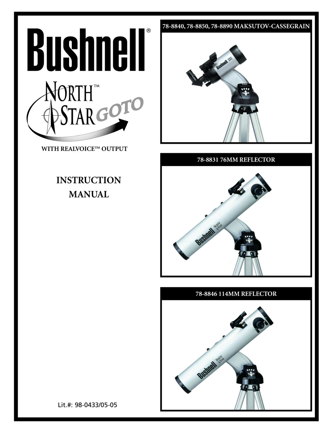 Bushnell 78-8850, 78-8846, 78-8831, 78-8840, 78-8890 instruction manual Instruction Manual 