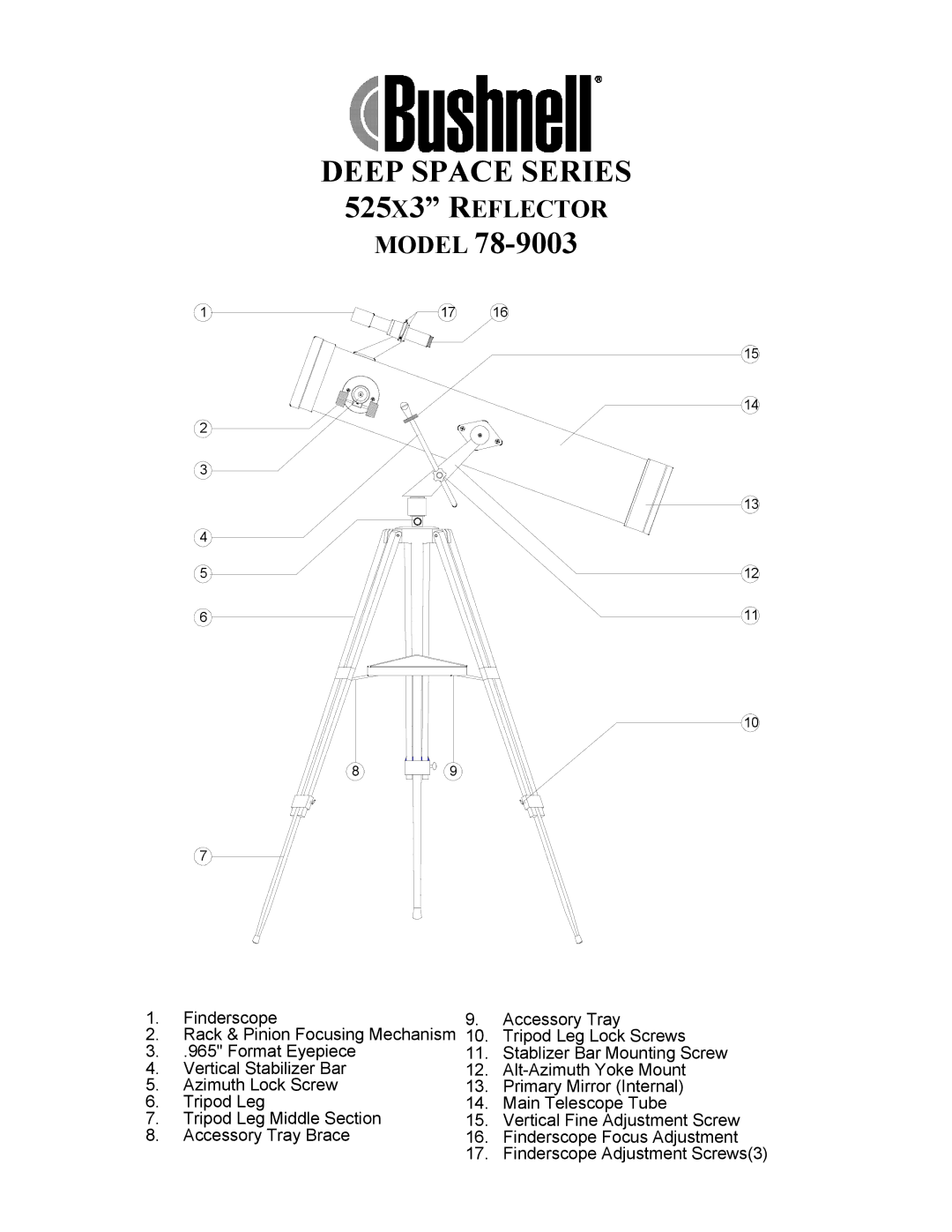 Bushnell 78-9003 manual Deep Space Series 