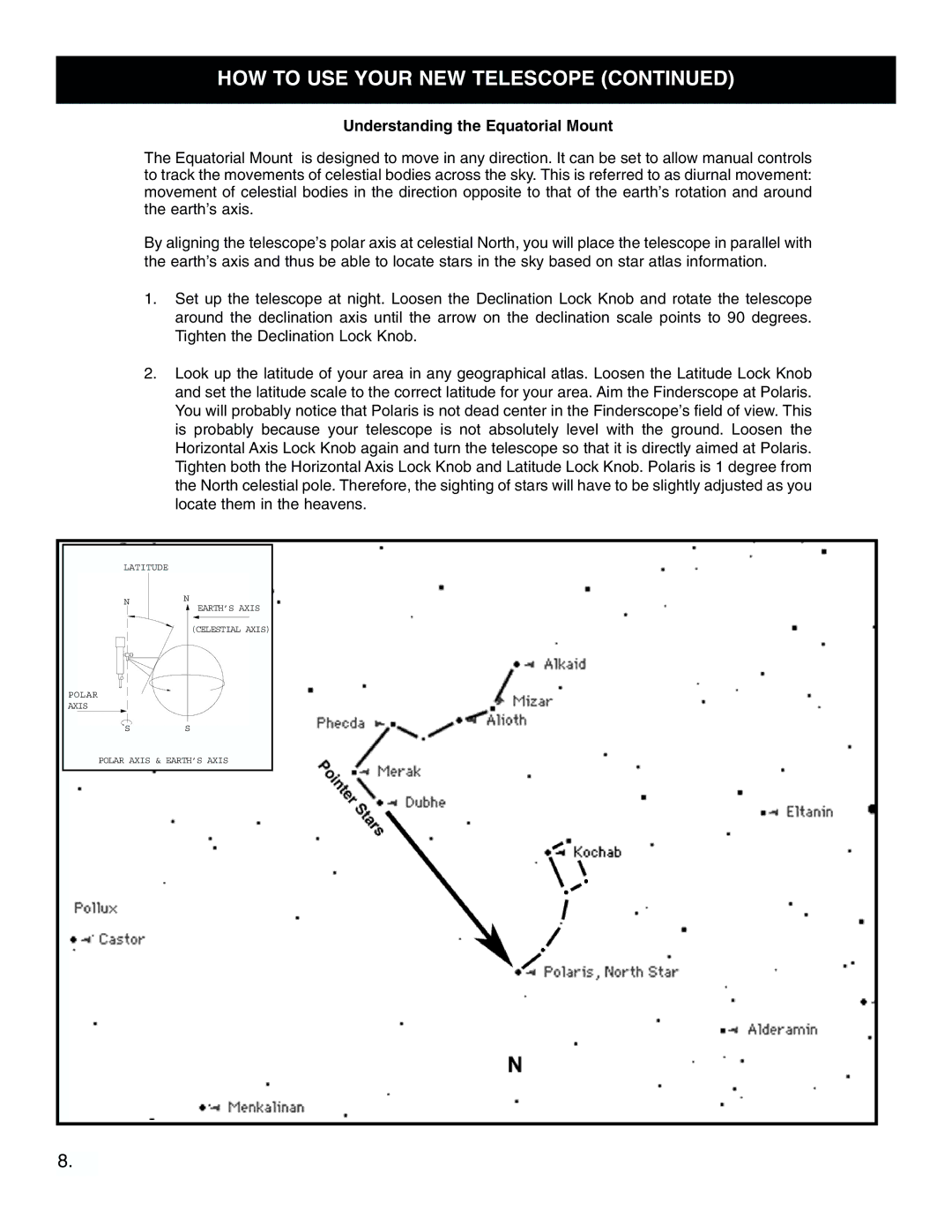 Bushnell 78-9500 instruction manual Understanding the Equatorial Mount 