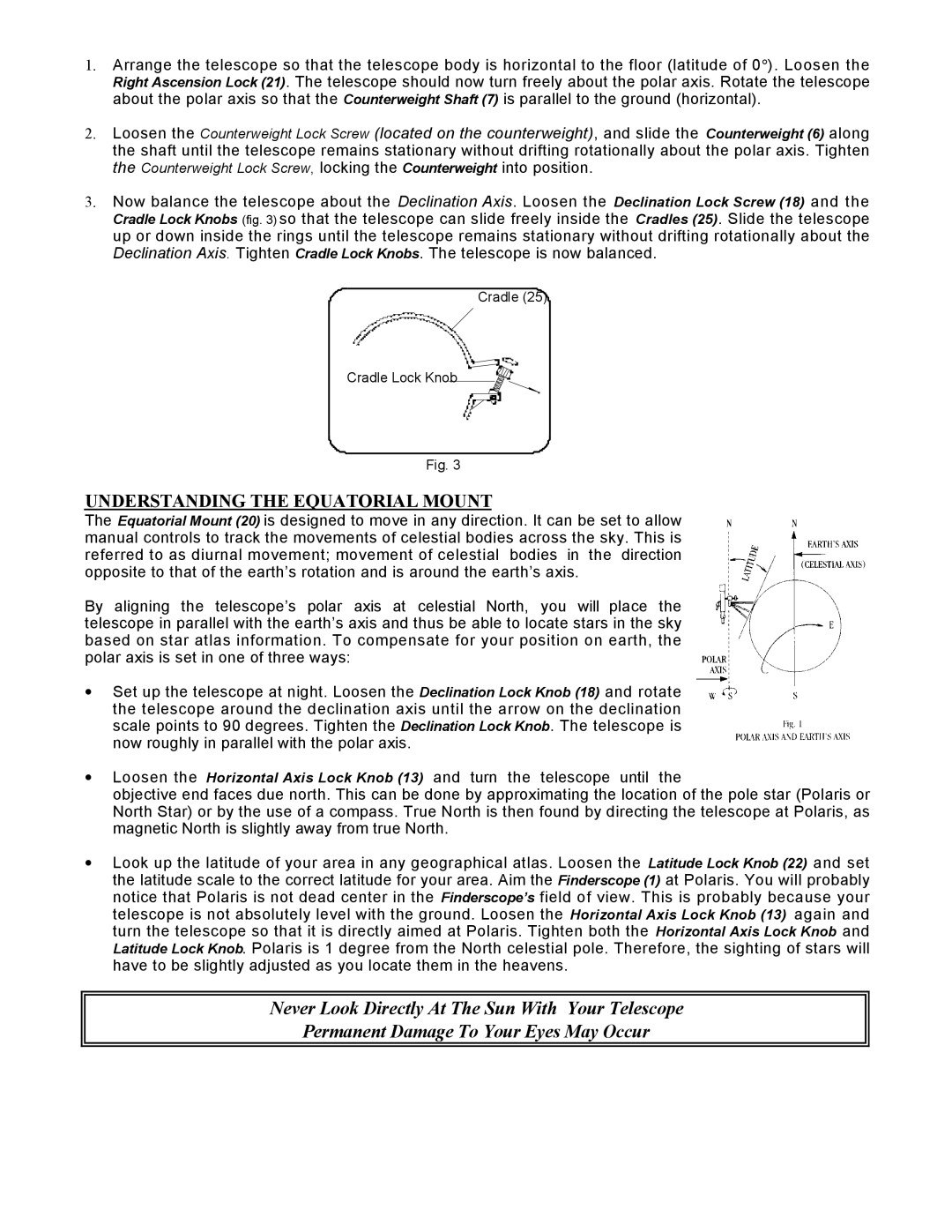 Bushnell 78-9518 manual Understanding the Equatorial Mount 