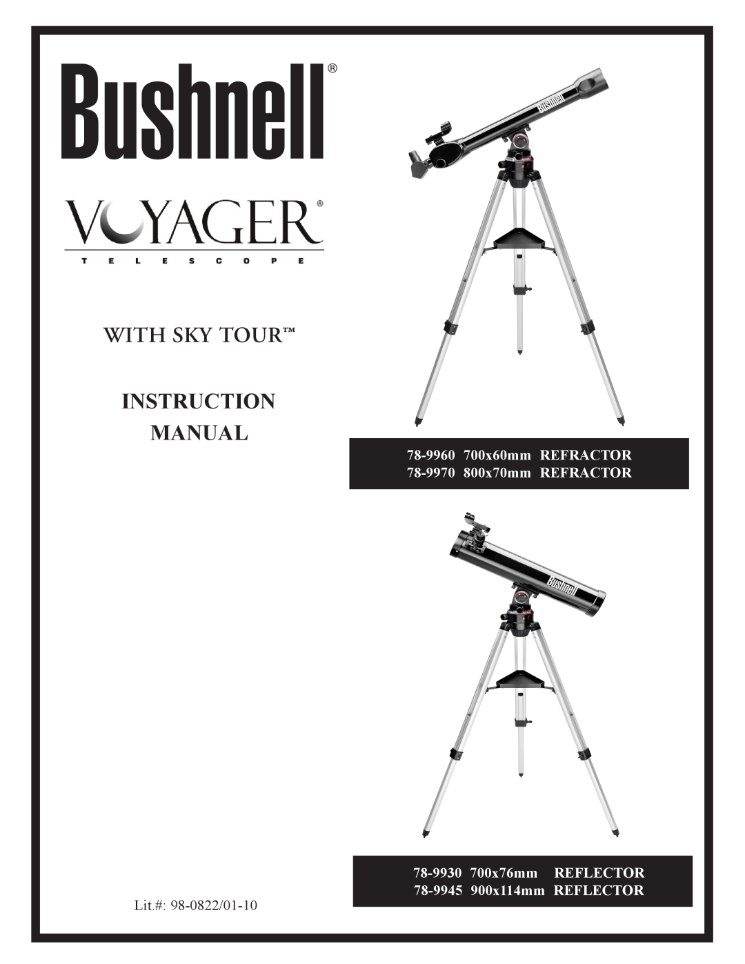 Bushnell 78-9930 instruction manual With sky tour Instruction Manual, 78-9960700x60mm refractor, 78-9970800x70mm refractor 