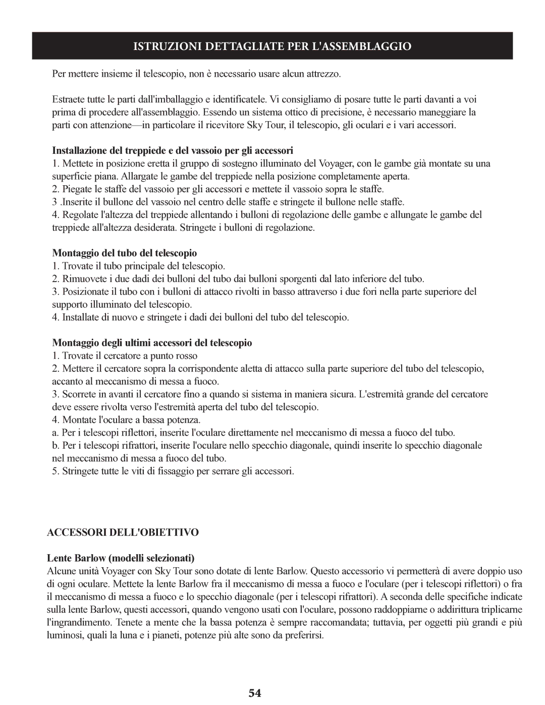 Bushnell 78-9945 Istruzioni Dettagliate PER Lassemblaggio, Installazione del treppiede e del vassoio per gli accessori 