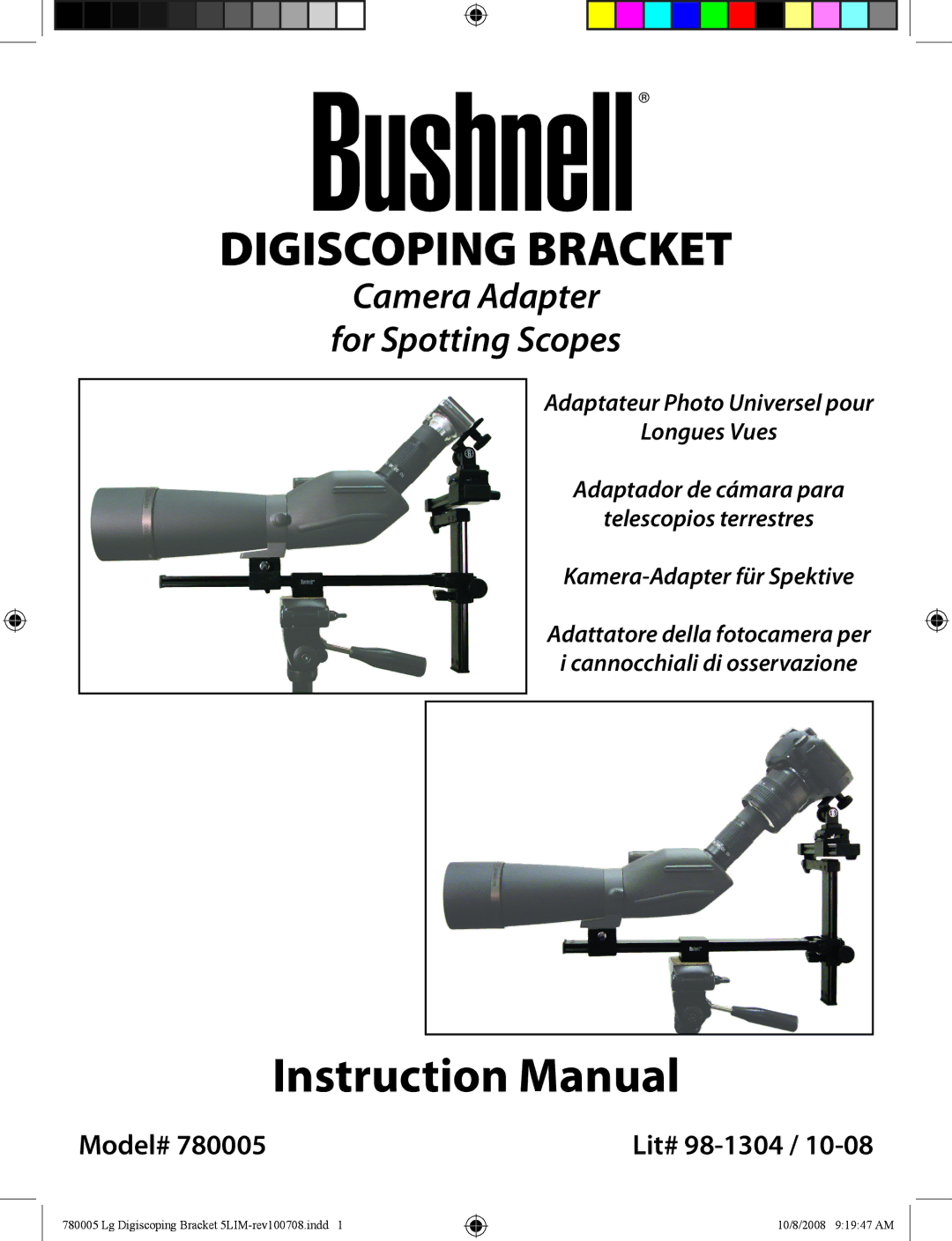 Bushnell 780005 instruction manual Digiscoping Bracket 