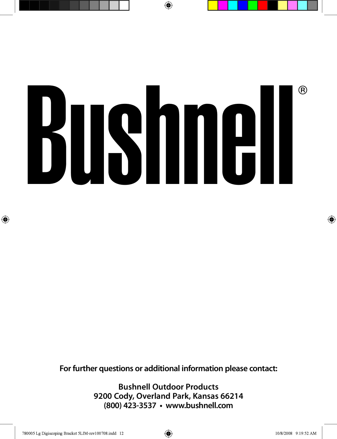 Bushnell 780005 instruction manual 