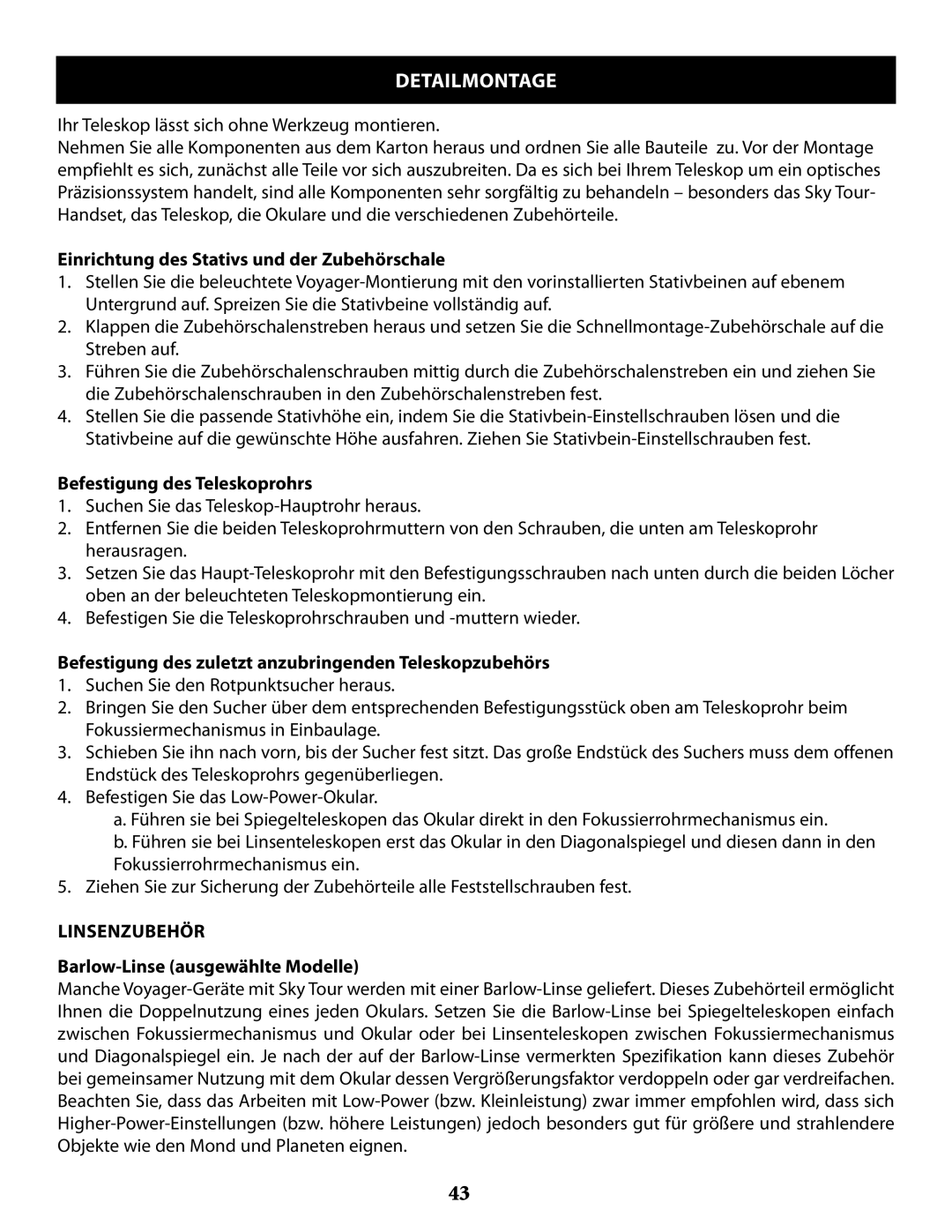 Bushnell 78993, 789971, 789961, 789946 instruction manual Detailmontage­, Linsenzubehör 