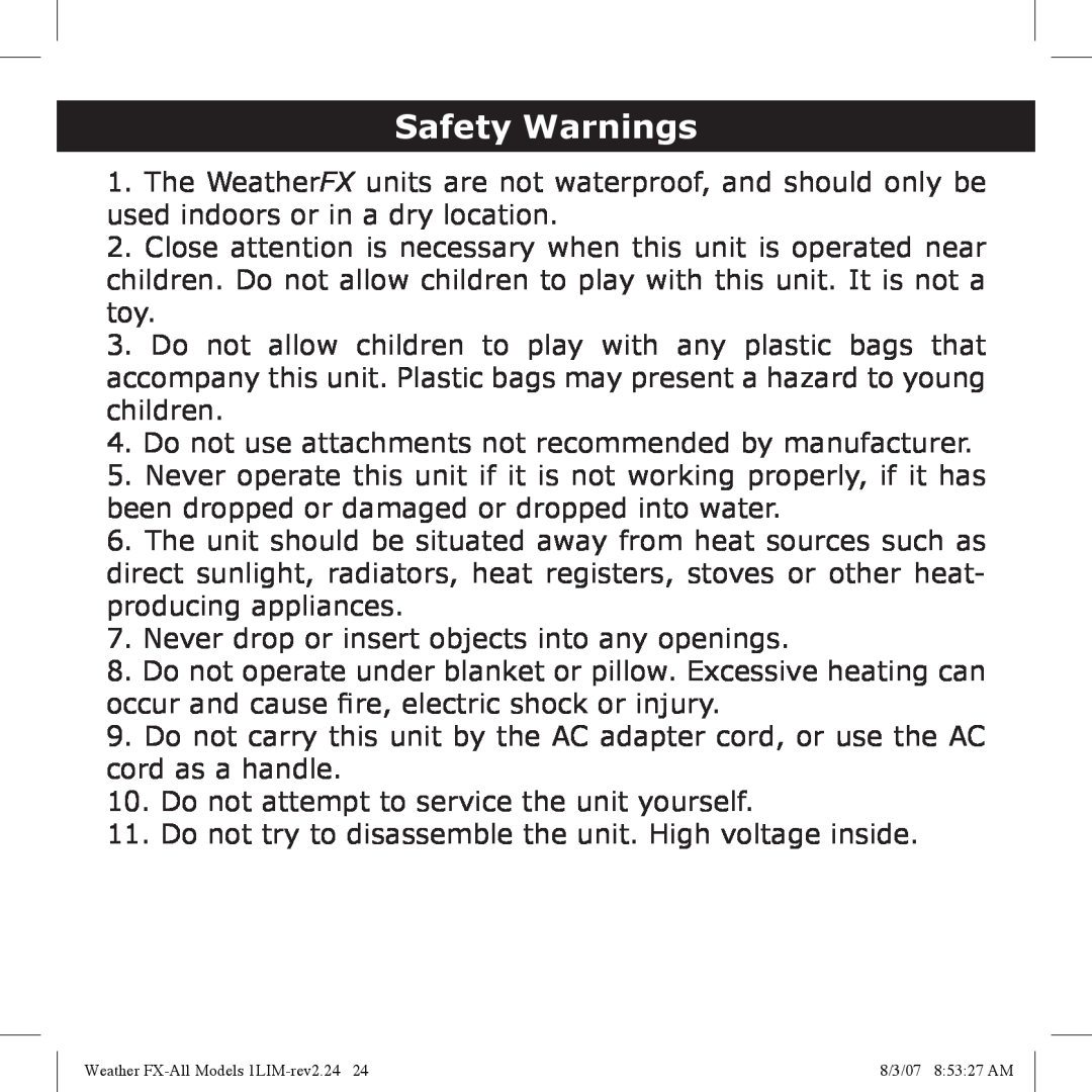 Bushnell 950005, 950007, 950003 manual Safety Warnings 