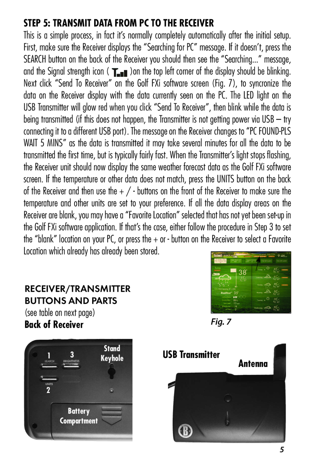 Bushnell 960071C user manual Transmit Data from PC to the Receiver 