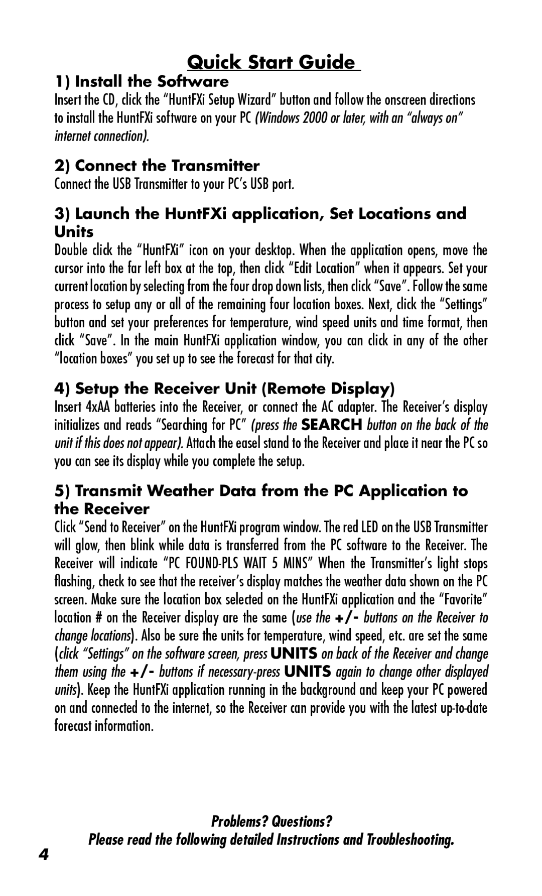 Bushnell 960072C Install the Software, Connect the Transmitter, Launch the HuntFXi application, Set Locations and Units 