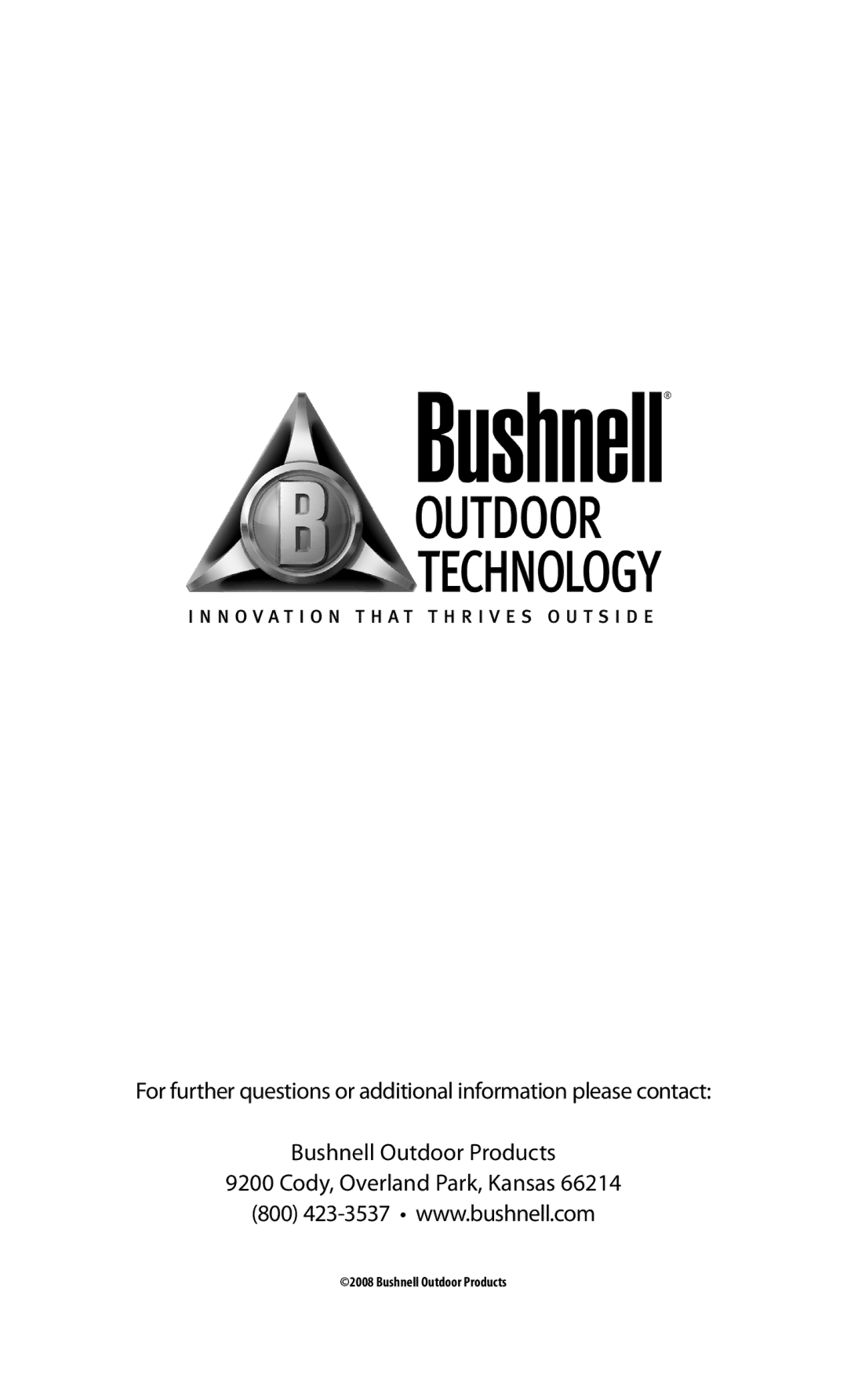 Bushnell 960900C instruction manual Bushnell Outdoor Products 