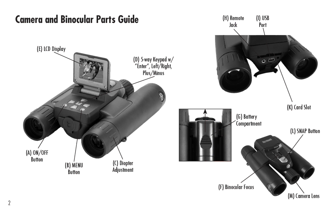 Bushnell 98-0917/04-09 quick start Camera and Binocular Parts Guide, LCD Display Way Keypad w Enter, Left/Right Plus/Minus 