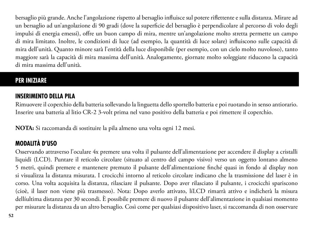 Bushnell 98-1355/01-09, 202204 manual Inserimento Della Pila, Modalità D’USO 