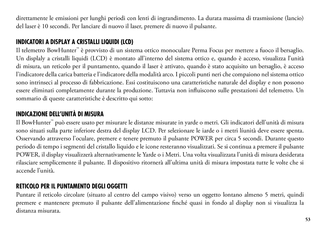 Bushnell 202204, 98-1355/01-09 manual Indicatori a Display a Cristalli Liquidi LCD, Indicazione DELL’UNITÀ DI Misura 