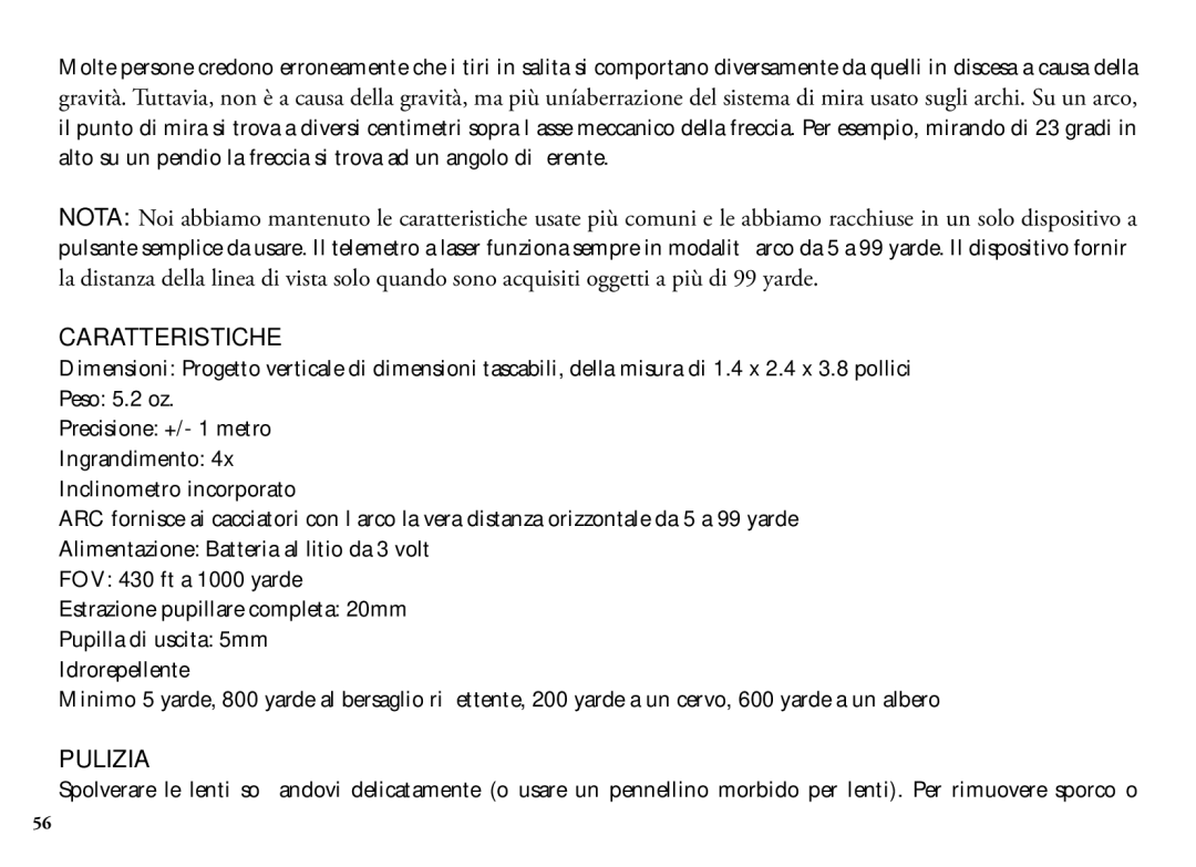 Bushnell 98-1355/01-09, 202204 manual Caratteristiche, Pulizia 