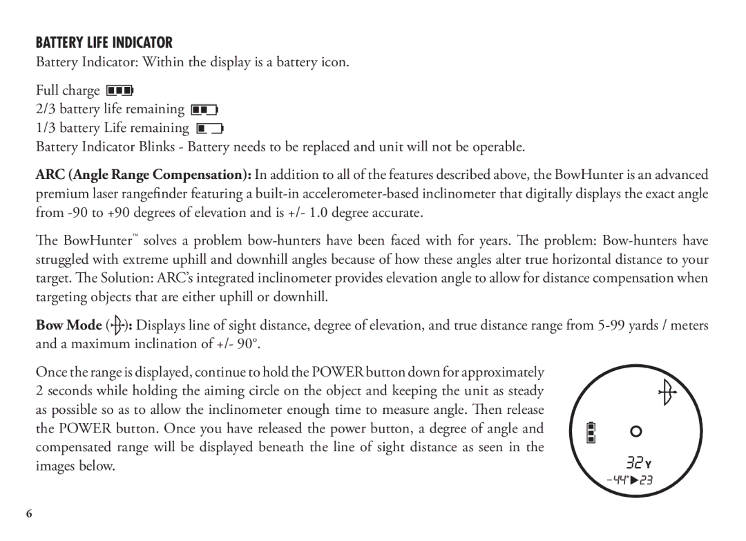 Bushnell 98-1355/01-09, 202204 manual Battery Life Indicator 