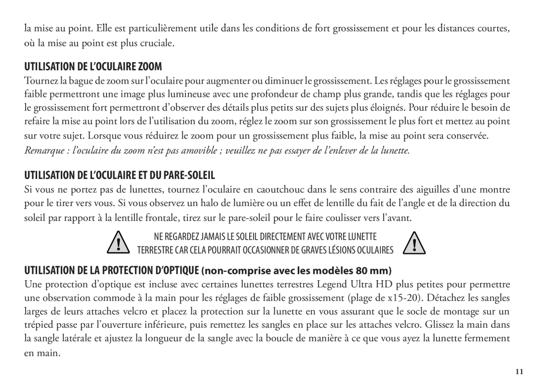 Bushnell 786351ED, 98-1404/03-09 manual Utilisation De L’Oculaire Zoom, Utilisation De L’Oculaire Et Du Pare-Soleil, en main 