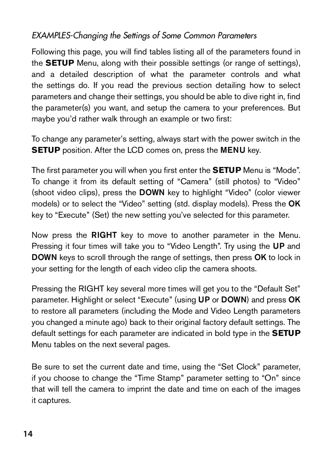 Bushnell 98-1559 / 1-10 instruction manual EXAMPLES-Changing the Settings of Some Common Parameters 