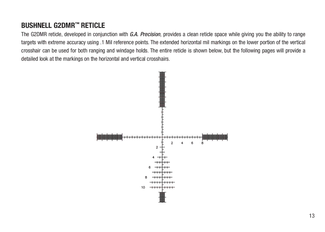 Bushnell 98-2293/05-12 manual Bushnell G2DMR Reticle 