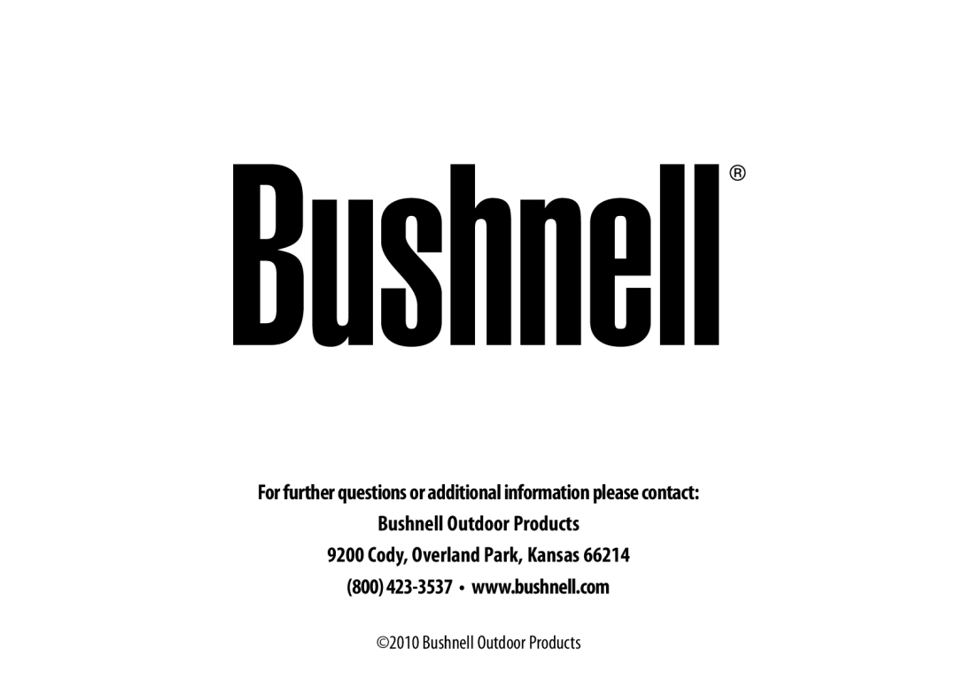 Bushnell 98-2307/10-10 instruction manual Bushnell Outdoor Products 