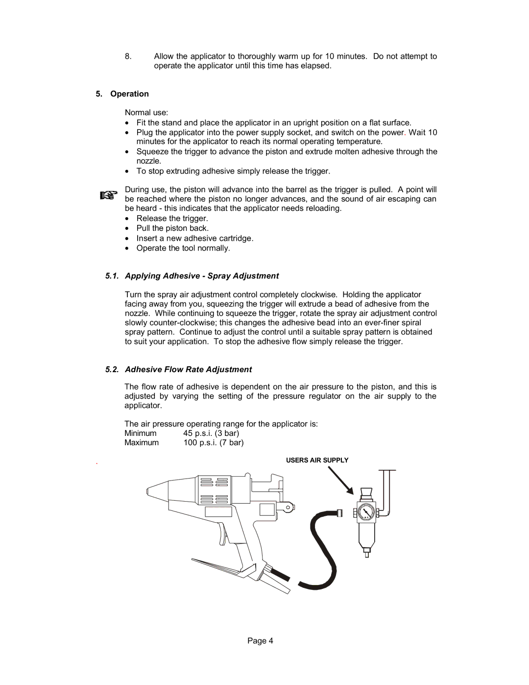 Bushnell 98037, 98041 operation manual Operation, Applying Adhesive Spray Adjustment 