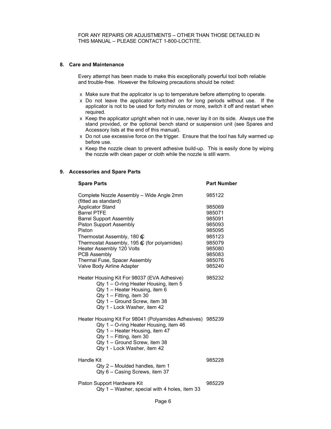 Bushnell 98037, 98041 operation manual Care and Maintenance, Accessories and Spare Parts 