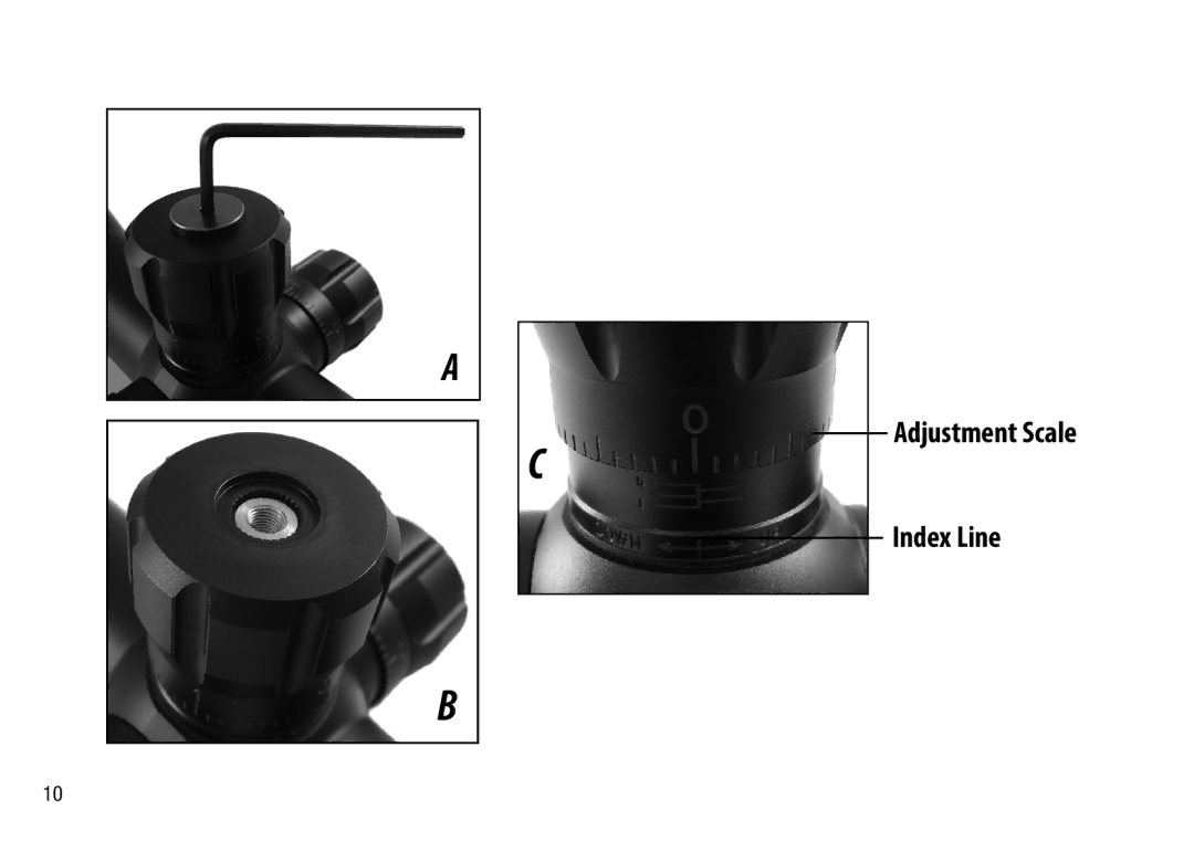 Bushnell BTR-2, BTR-MIL, BTR-1 manual Adjustment Scale Index Line 