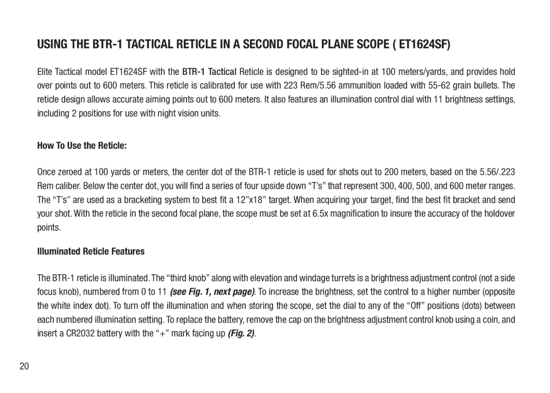 Bushnell BTR-1, BTR-MIL, BTR-2 manual How To Use the Reticle 