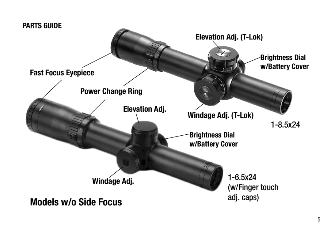 Bushnell BTR-1, BTR-MIL, BTR-2 manual Models w/o Side Focus 