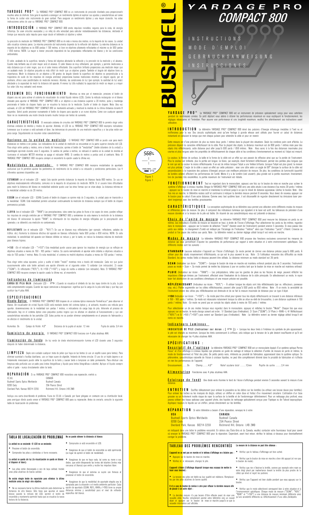 Bushnell COMPACT 800 specifications Aumentos, F o n d o, Después de haber determinado la distancia 