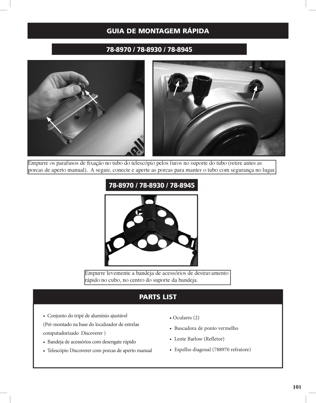 Bushnell Discoverer instruction manual Guia DE Montagem Rápida, 78-8970 / 78-8930 