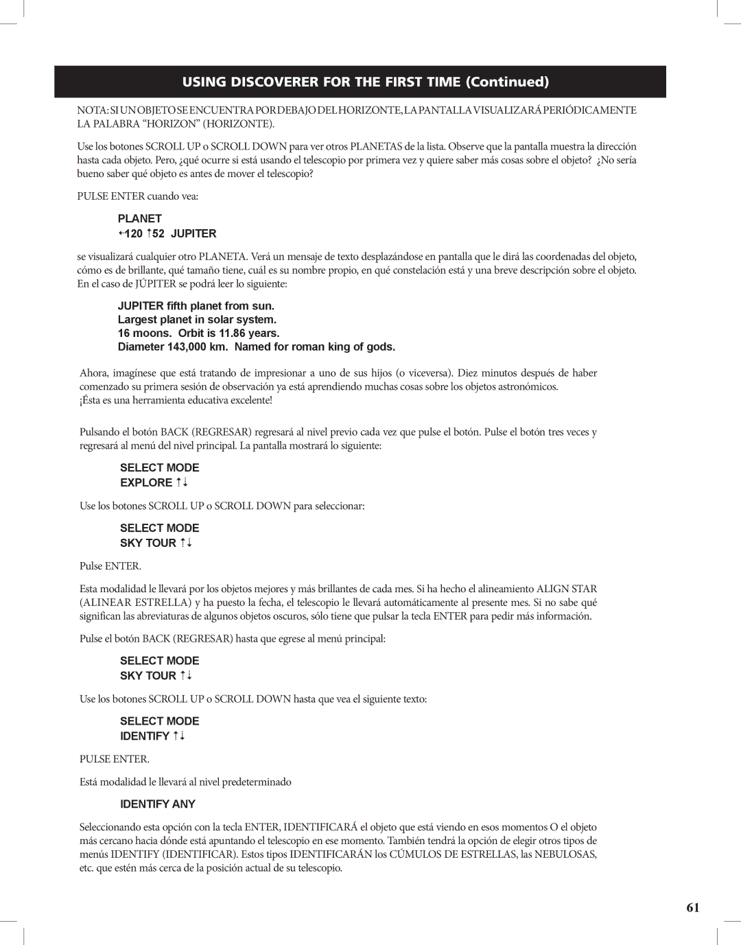 Bushnell Discoverer instruction manual Pulse Enter 